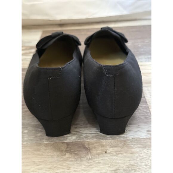 Mootsies Tootsies Elegant Black Bow Flats Classic Pointed Toe SlipOn Loafers 11 - Picture 3 of 7